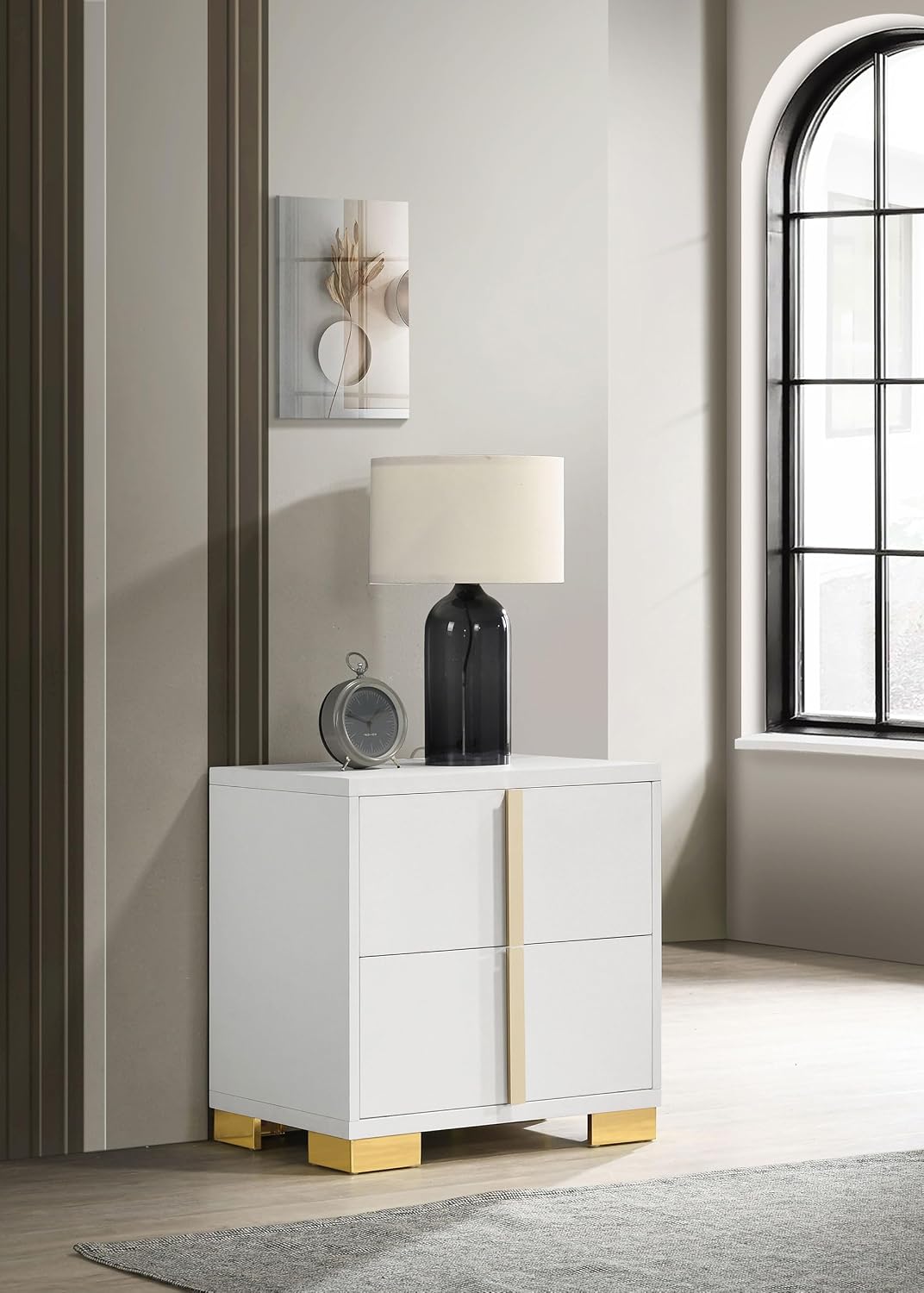 Coaster Home Furnishings Marceline Contemporary Wood 2-Drawer Bedroom Nightstand Bedside Table Organizer Unit White 222932