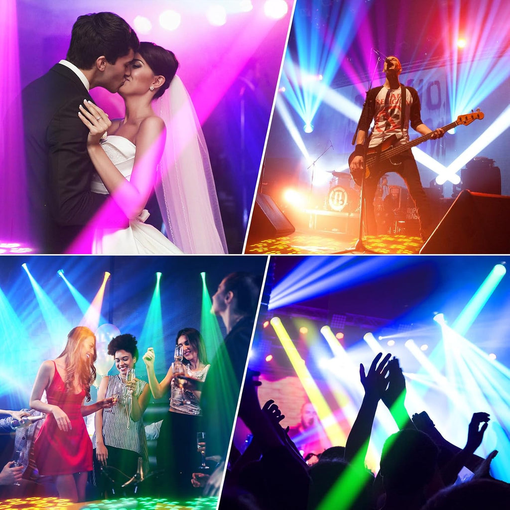 200W LED Moving Head Stage Lighting 5 Mode 10 Colors 14 GOBO 18 Prism DJ Light 14CH RGBW 4in1 Controlled By Scene Auto Sound Master-Slave DMX Moving Head Light DJ Lights for Party Club Church Show