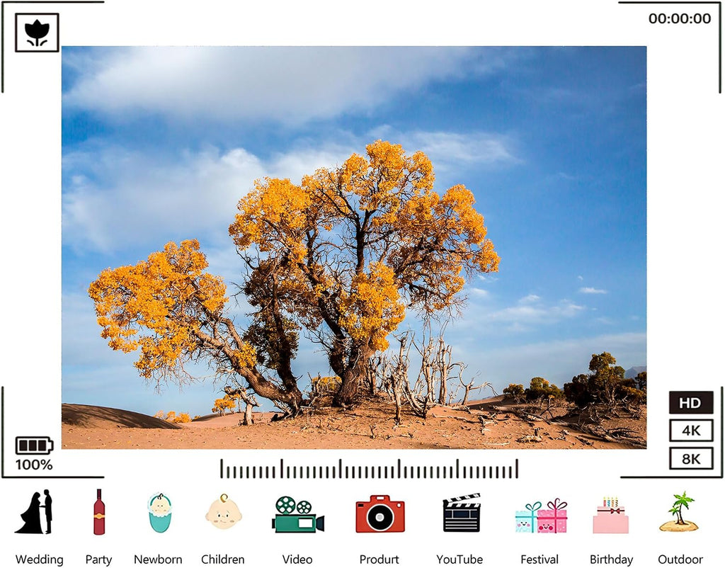 Trykid 20x10ft Desert Poplar Golden Tree Backdrop Bright Golden Clear Blue Rough Sandland Wild Natural Scenery Photography Background Autumn Theme Party Decoration Photo Booth Prop Fabric