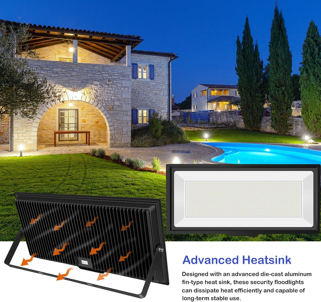 800W LED Flood Light Outdoor, 6000K 80000LM Daylight White Security Lights Outside Lamp, IP66 Waterproof Exterior Floodlights Lighting for Garden Yard Stadium Arena