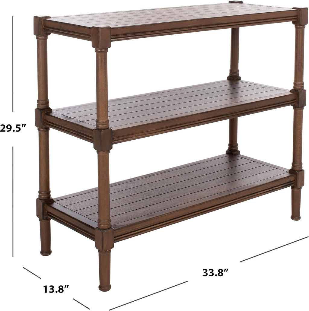 SAFAVIEH Home Collection Rafiki Brown 3-Shelf Console Table CNS5715C