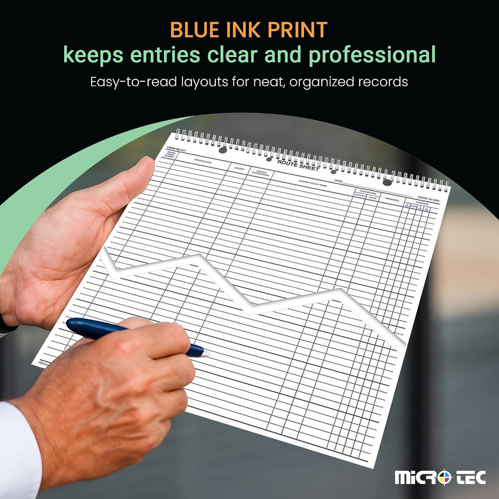 Automotive Service Route Sheets – Heavy-Duty Spiral Bound 12'x15' Daily Schedule & Appointment Planner Tag Stock with Blue Ink for Service Departments & Repair Shops – 100 Sheets/Book (Book of 3)