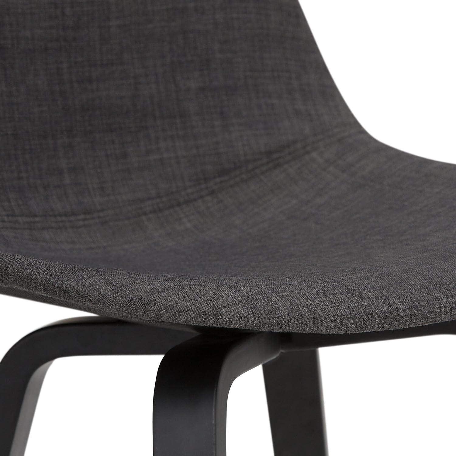SIMPLIHOME Randolph Counter Stools (Set of 2) - 28 Inch Seat Height Upholstered Bentwood Kitchen Seats in Charcoal Grey Black Linen Look Fabric, Mid Century Seating with Curved Backrest and Footrest