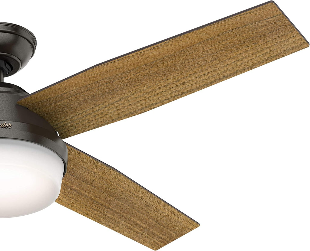 Hunter Fan 52 inch Contemporary Nobel Bronze Indoor Ceiling Fan with LED Light Kit and Remote Control (Renewed)