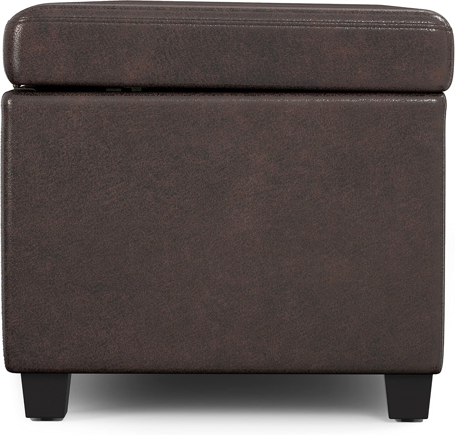 SIMPLIHOME Avalon Extra Large Storage Ottoman Bench - 54 inch Wide Upholstered Vegan Leather Rectangular Lift-Top Ottoman in Distressed Brown, Contemporary Bench for Living Room with Hidden Storage