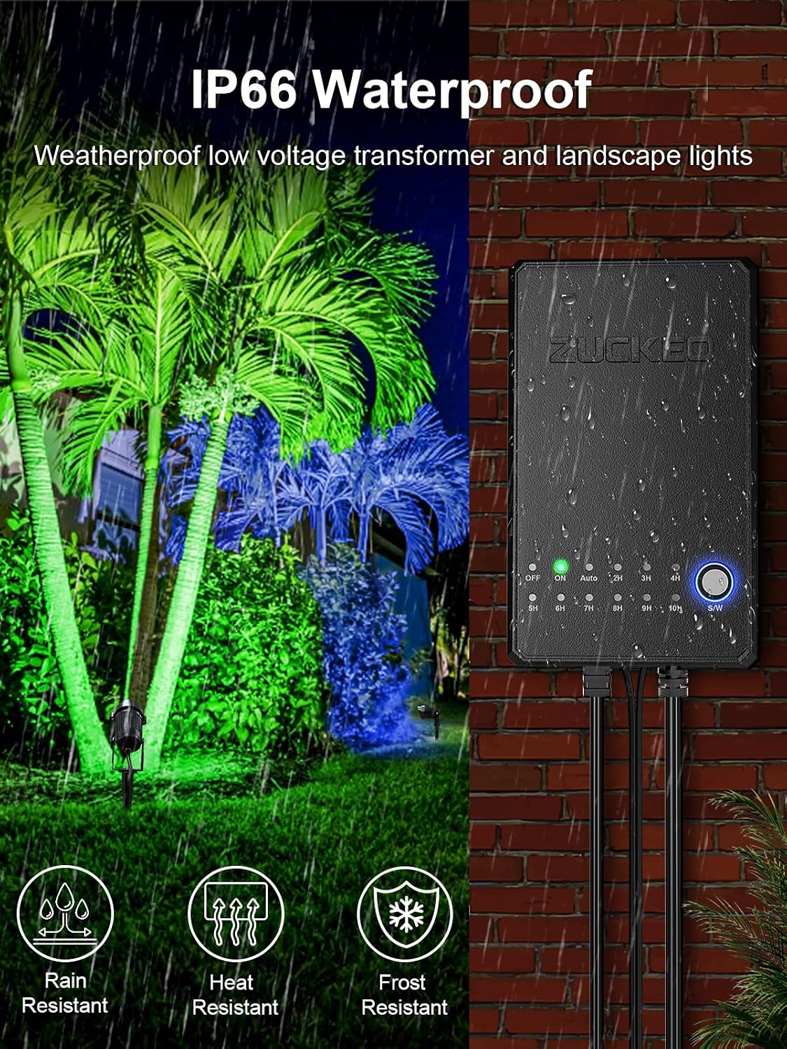 ZUCKEO All-in-One RGBW Landscape Lighting Kit, 5W Color Changing Low Voltage Landscape Lights with Transformer and 80FT Wire, LED Multi-Color Landscape Spotlights for Holiday Yard Garden House, 8Pack