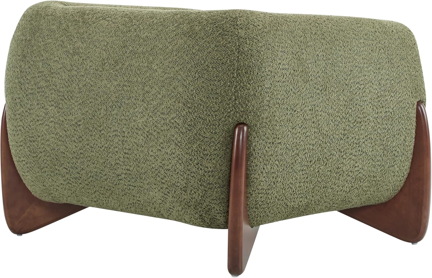 Christopher Knight Home Holly Modern Boucle Fabric Upholstered Club Chair for Living Room, Home Office, Apartment, Relaxing Chair with Removable Cushion and Birch Wood Legs, Olive Green+Walnut