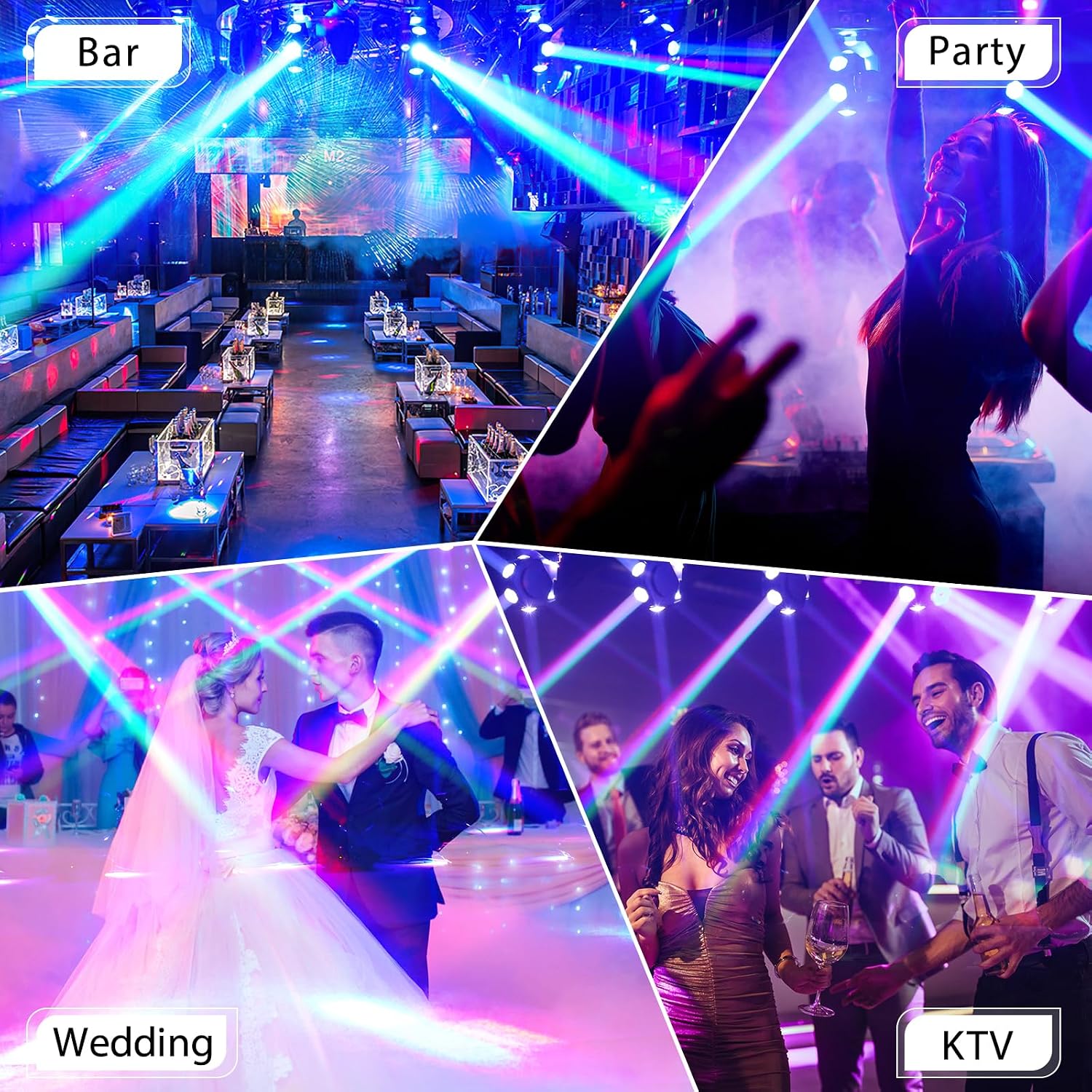 Moving Head DJ Lights, 6 x 40W RGBW Stage Lighting with 3-Axis Linkage, Z-Axis Infinite Rotation DMX & Sound Activated, DJ Lights Beam Spotlight, Perfect for DJ, Party, Wedding, Bar (8 Pack)