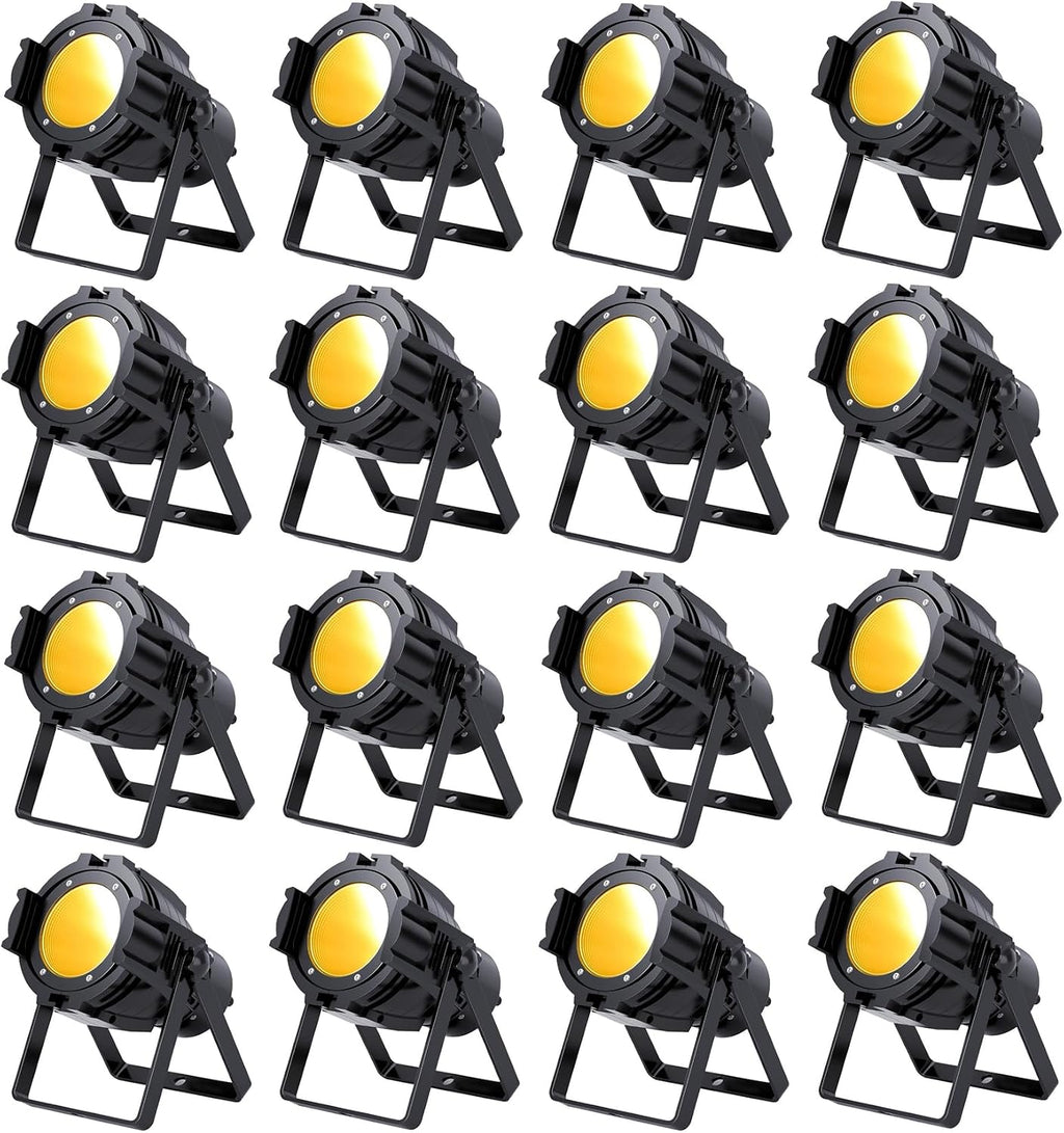 HOLDLAMP Spotlight COB 80W Stage Light Par Lights Party Warm & Cold White Professional DMX Spotlights Portable Strobe Party Light for Church, Concert, Wedding, Theater - 16Packs