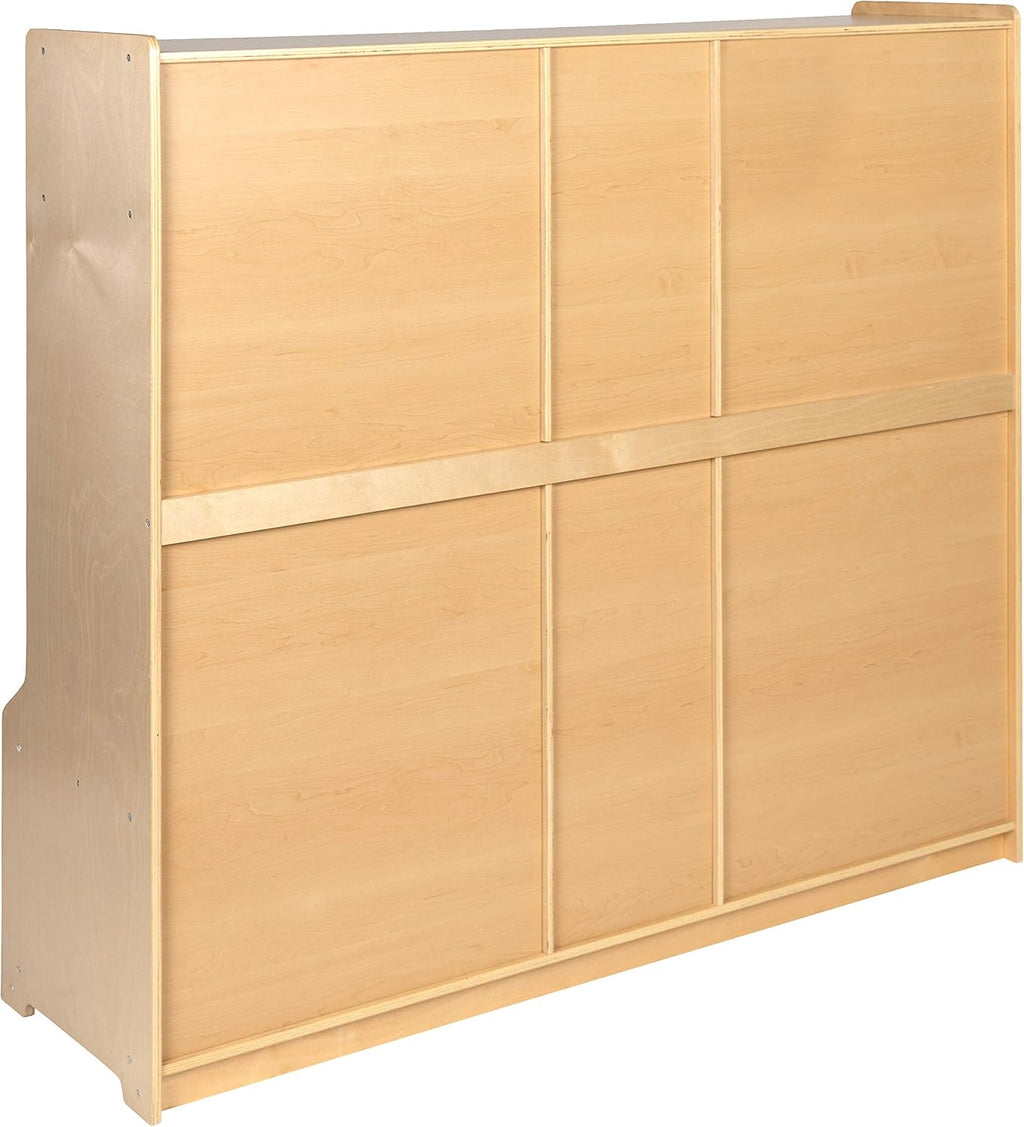 Flash Furniture Hercules Wooden 5-Section School Coat Locker with Bench, Cubbies, and Storage Hooks, Preschool Cubby Organizer, 48'H x 48'L, Natural