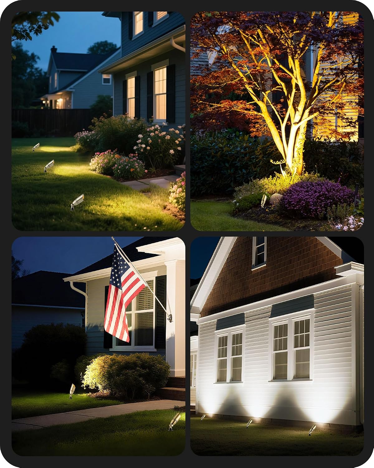 EDISHINE Solid Brass Landscape Spotlights Outdoor, 3CCT MR16 Bulb Included,Bronze Heavy Duty landscape lighting, 12V Low Voltage LED Landscape Lights, Outdoor Lighting for House Yard Lawn Tree, 6 Pack