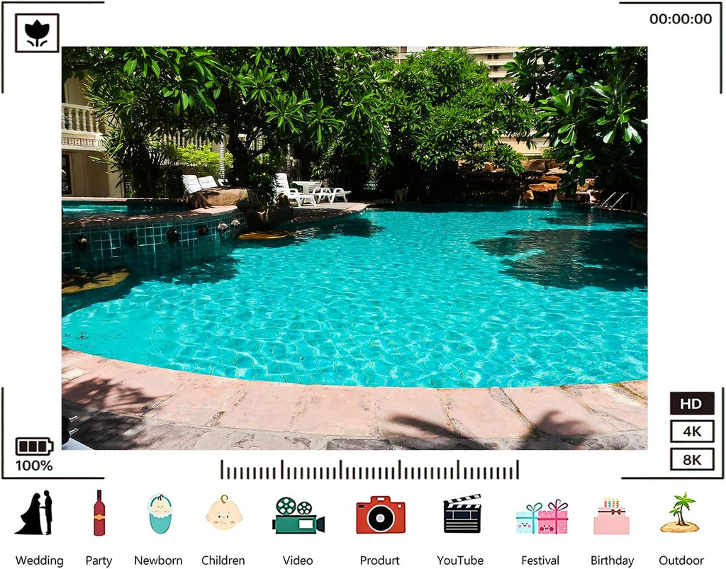 Trykid 20x10ft Lush Green Pool Clear Turquoise Water Backdrop Serene Resort Oasis Tropical Foliage Photography Background Relaxation Getaway Event Decoration Photo Booth Prop Fabric