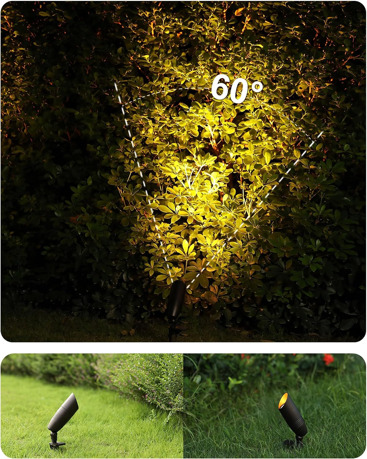 Low Voltage Landscape Spotlights, 12V 5CCT Tree Spotlights, 7W LED Spotlights Outdoor with Connectors, IP65 Uplighting Outdoor for Low Voltage Landscape Lighting, ETL, Bronze, Pack of 6