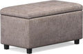 SIMPLIHOME Cosmopolitan Storage Ottoman - 34 inch Wide Upholstered Vegan Leather Rectangle Storage Ottoman Bench in Distressed Grey Taupe, Transitional Tufted Ottoman for Living Room with Lift-Up Lid