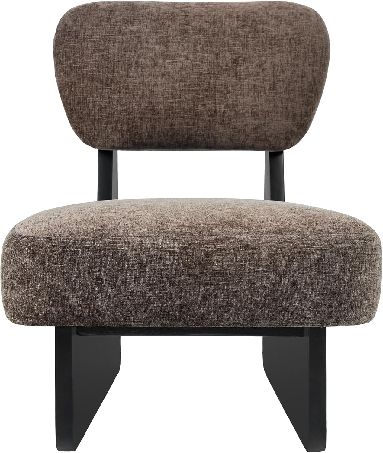 Christopher Knight Home Mores Low Profile Accent Chair Set of 2, Modern Living Room Armless Lounge Chair, Fabric Comfy Reading Chair for Bedroom, Wooden Frame and Thick Padded Seat, Black+Dark Brown