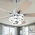 52 Inch Farmhouse Ceiling Fan with Light and Remote Control,Reversible DC Motor,Dimmable,DIY Rings LED,Chandelier Ceiling Fan with 5 Dual Finish Bladesfor Living Room/Dining Room/Bedroom