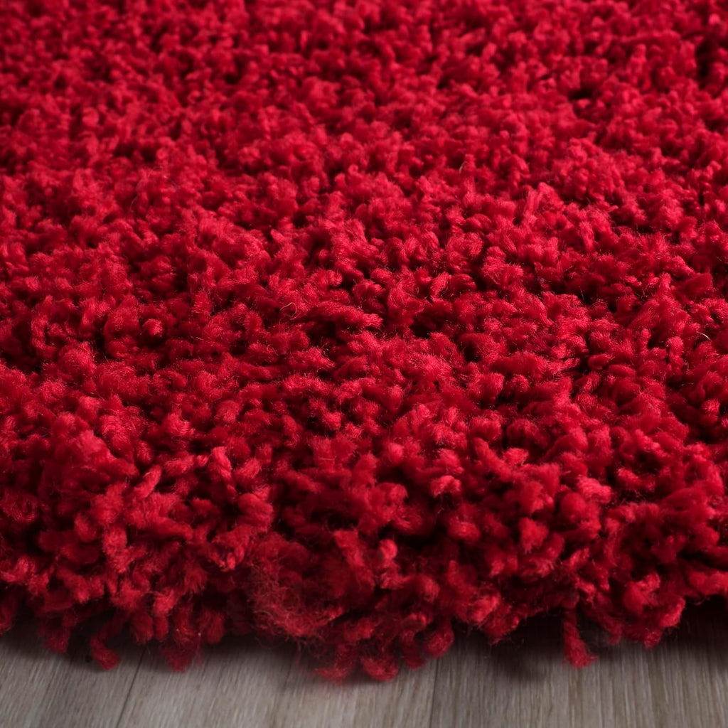 SAFAVIEH Laguna Shag Collection Area Rug - 5'3' Round, Red, Non Shedding & Easy Care, 2-inch Thick, Ideal for The Living Room, Bedroom, Dining (SGL303H-5R)