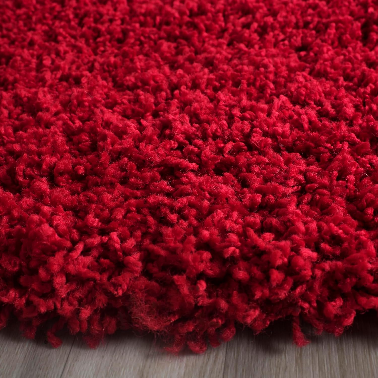 SAFAVIEH Laguna Shag Collection Area Rug - 5'3' Round, Red, Non Shedding & Easy Care, 2-inch Thick, Ideal for The Living Room, Bedroom, Dining (SGL303H-5R)