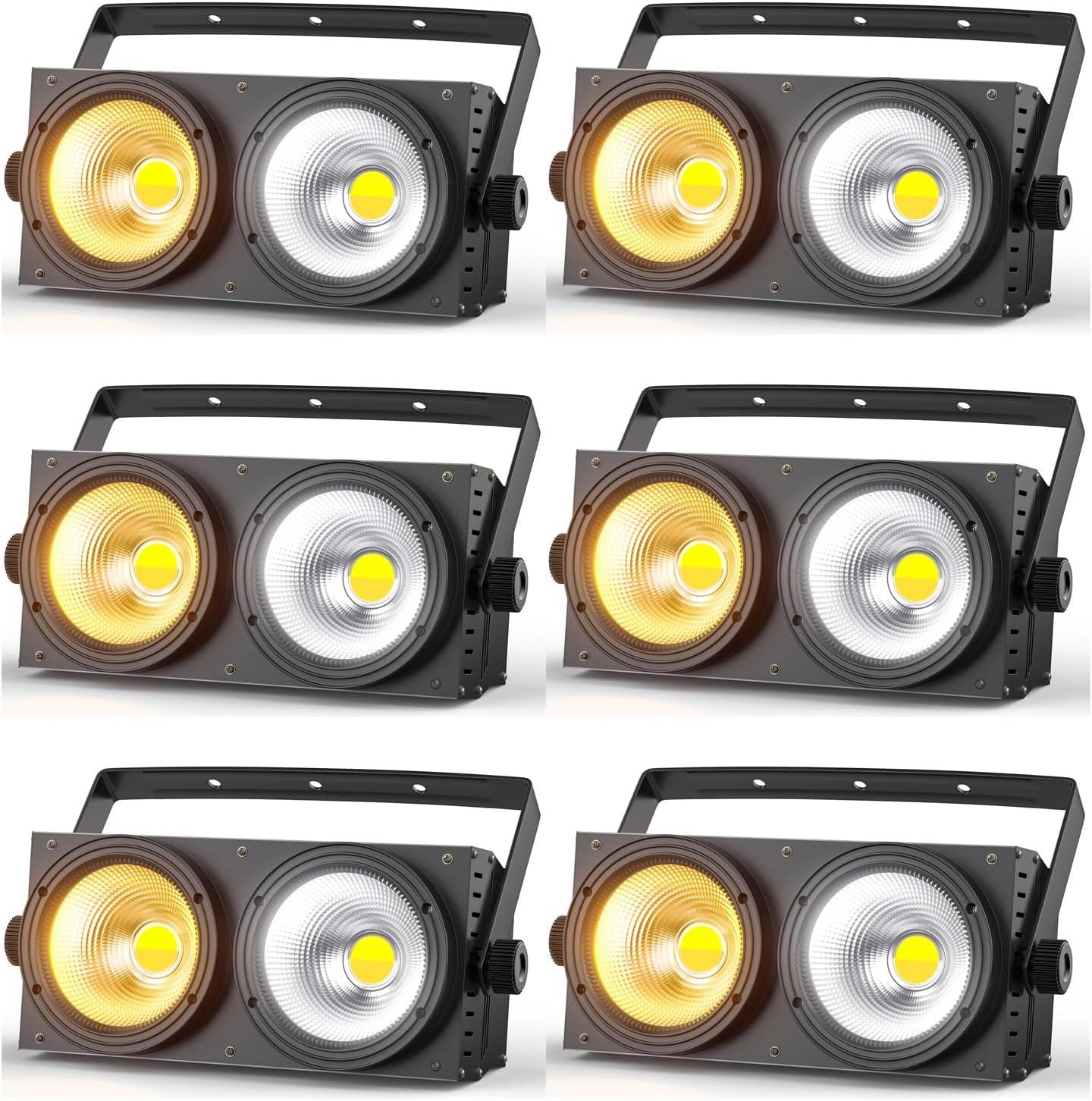 200W Blinder Stage Lights, 2-in-1 Warm & Cool White COB Spotlights, LED Par Lights with Auto/Sound/DMX/Master-Slave Audience Light for Events Wedding Theater Church Concert Party 6 Packs