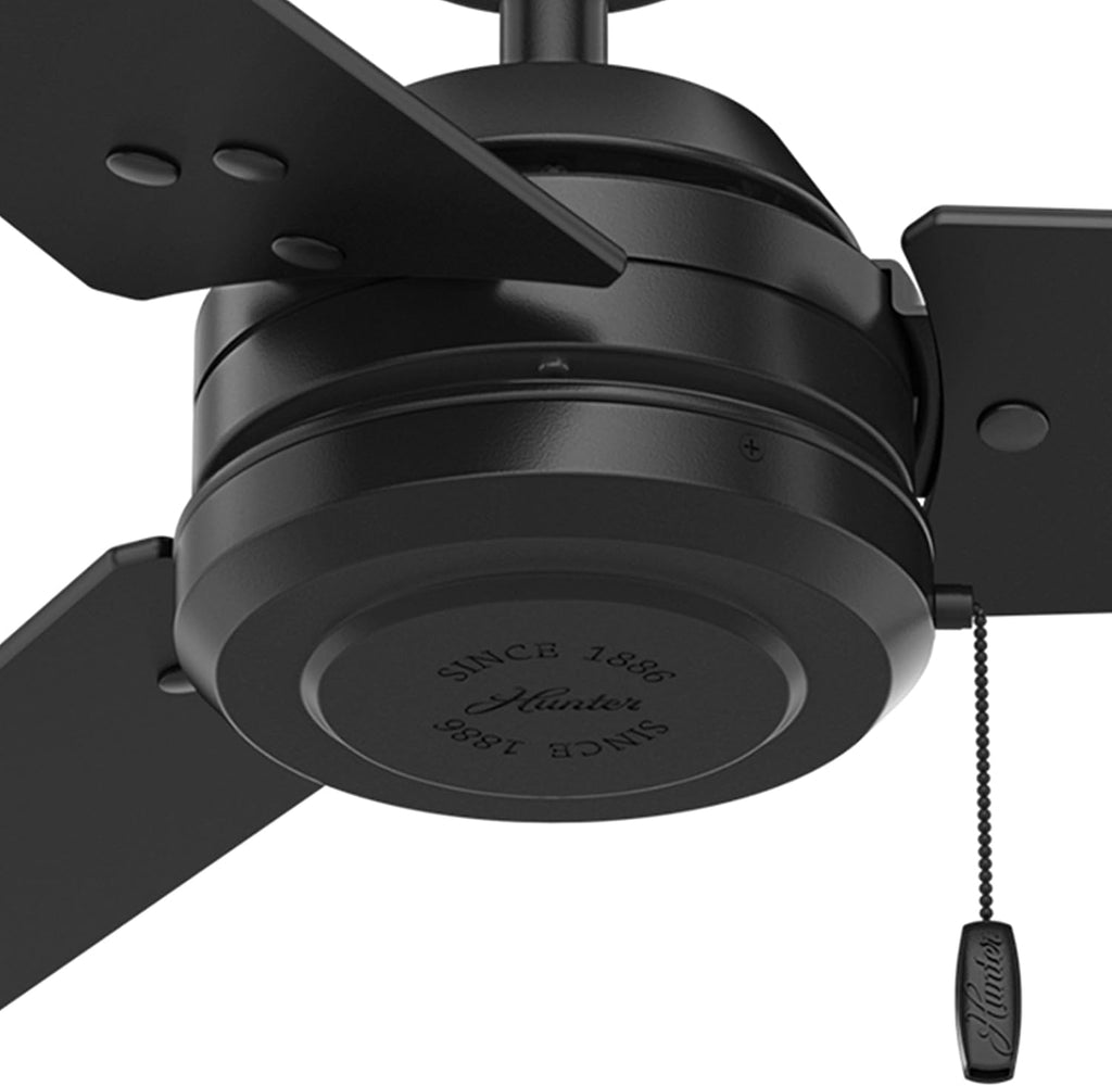 Hunter 52 in. Outdoor Industrial Ceiling fan in Matte Black, 3-Blade (Renewed)