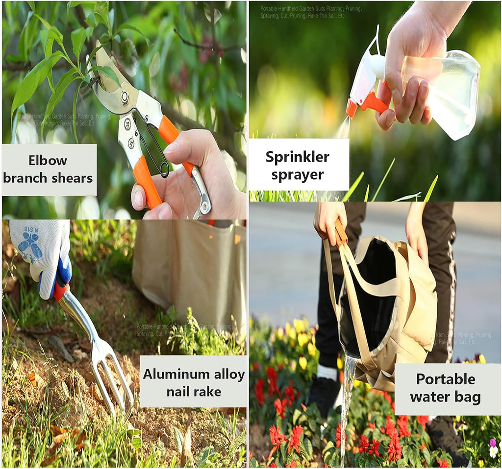 10PCS Gardening Tools Set Gardening Tool Set Heavy Duty Gifts for Women Men Include Durable Alloy Trowel Set Large Garden Tote Bag Garden Gloves and Hand Pruner