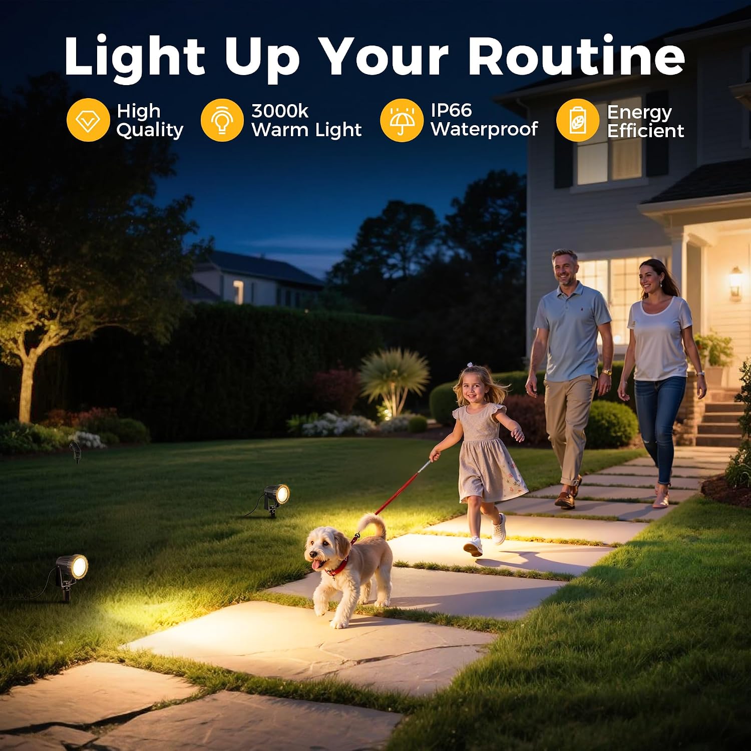 L LOHAS LED 5W Dusk to Dawn Outdoor Lighting, Auto On/Off 3000K Landscape Outdoor Spotlight, IP66 Waterproof Plug in Spot Lights for Yard, Garden, House, Pathway, Plant, UL Listed (10 Pack)