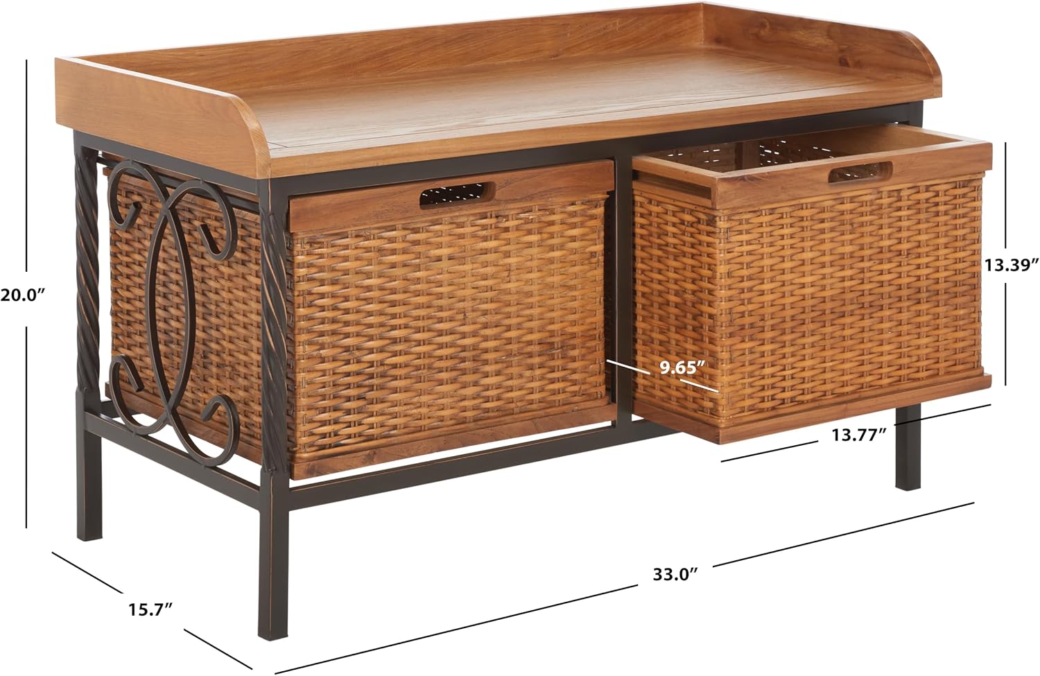 Safavieh American Homes Collection Noah Antiqued Pewter and Oak Storage Bench