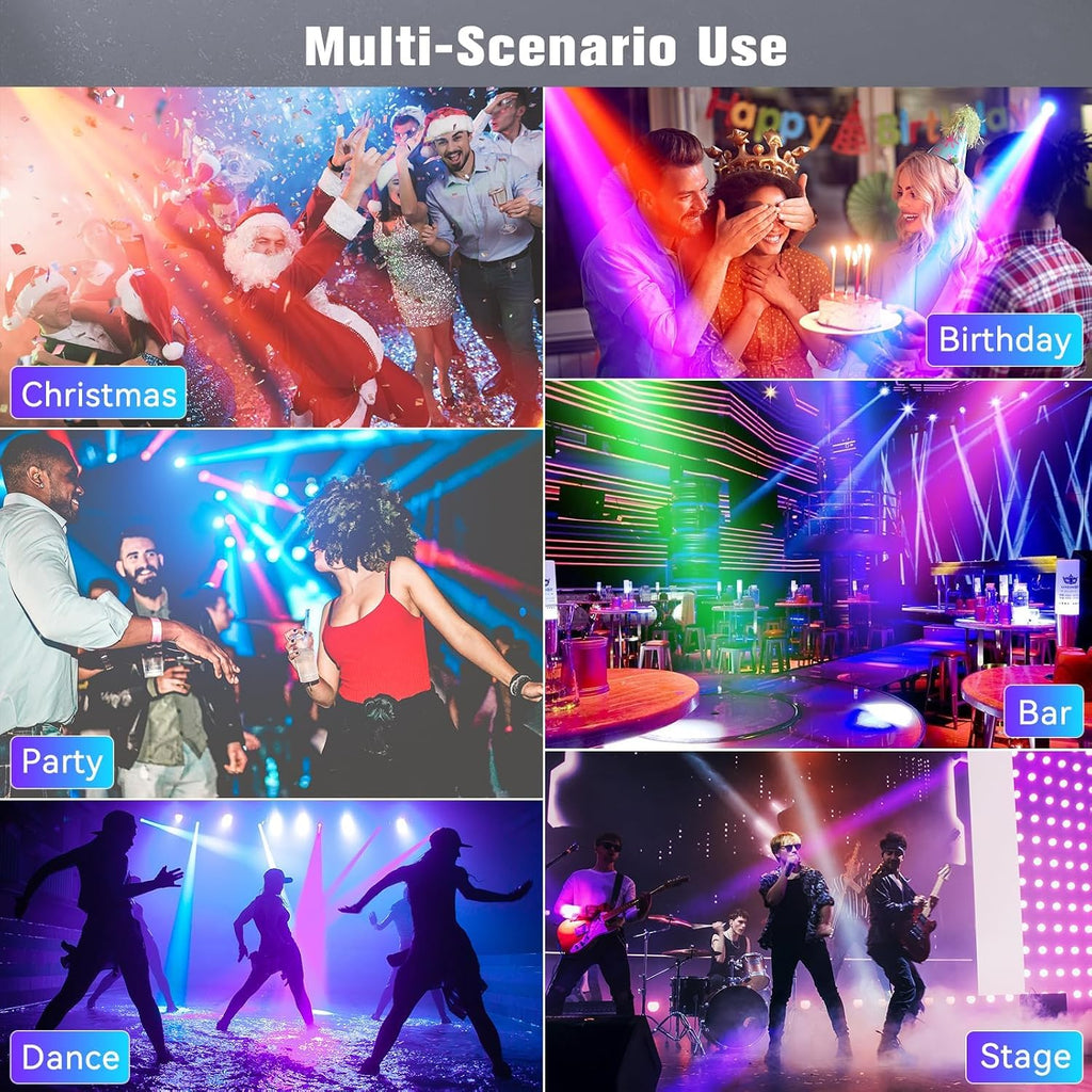 2PCS 60W LED Moving Head Light Stage Lights with Remote Control 8 GOBO 8 Colors Spotlight by DMX Controlled 11 Channel with Sound Activated for Disco Club Party Stage Lighting Shows