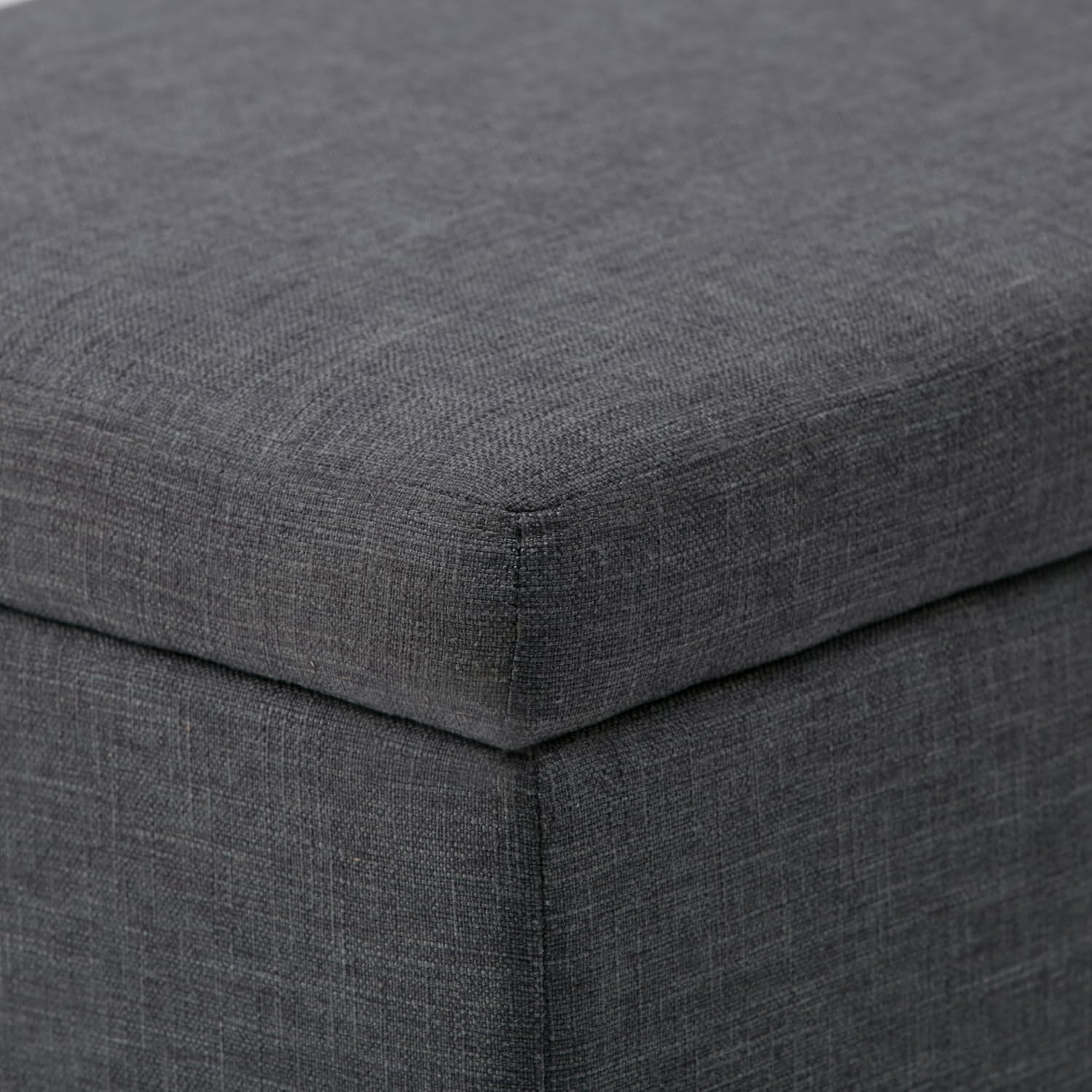 SIMPLIHOME Avalon Storage Ottoman Bench - 48' Wide x 16' High Upholstered Linen Look Fabric Rectangular Lift-Top Ottoman in Slate Grey, Contemporary Bench for Living Room with High-Density Foam