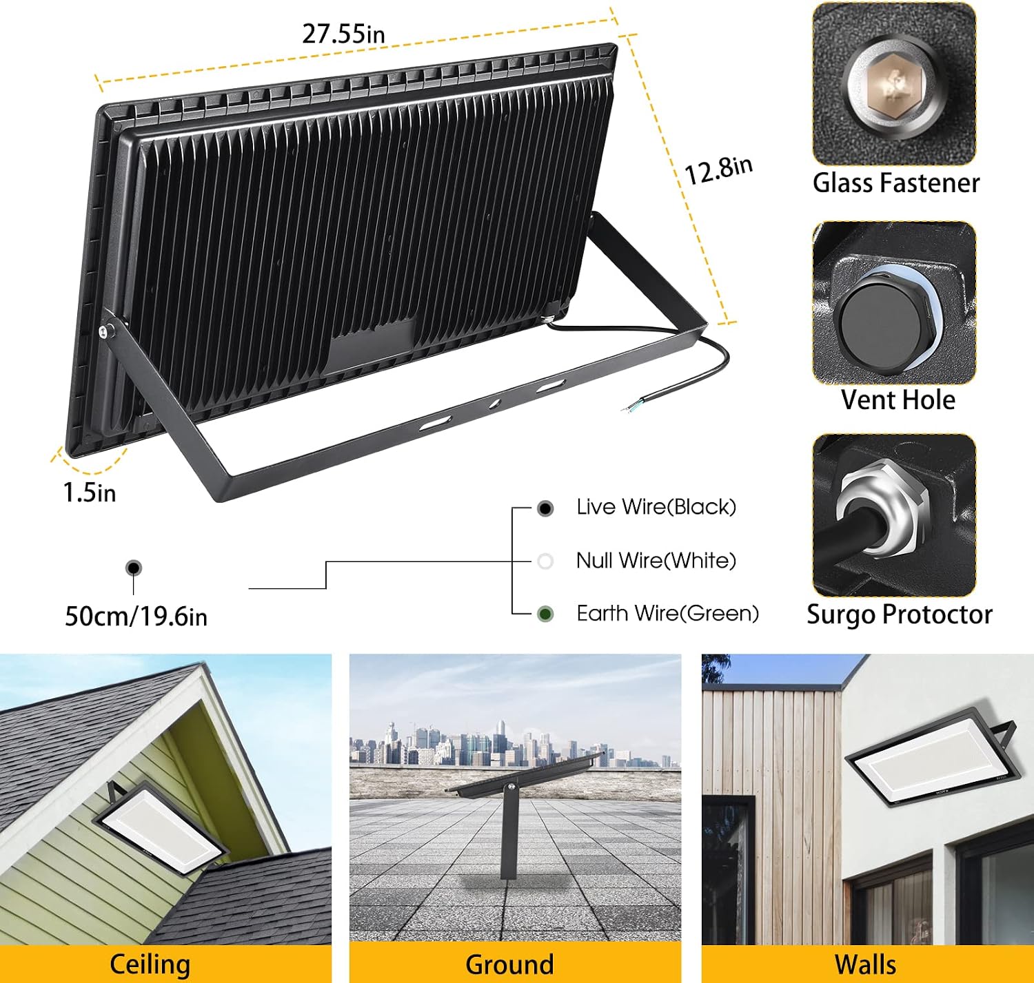 XYCN 600W LED Stadium Flood Lights Outdoor(3050W Equivalent),67500LM Super Bright LED Arena Lights,100-277V IP66 Waterproof 5000K Daylight White Commercial Lighting for Sports Fields and Counts