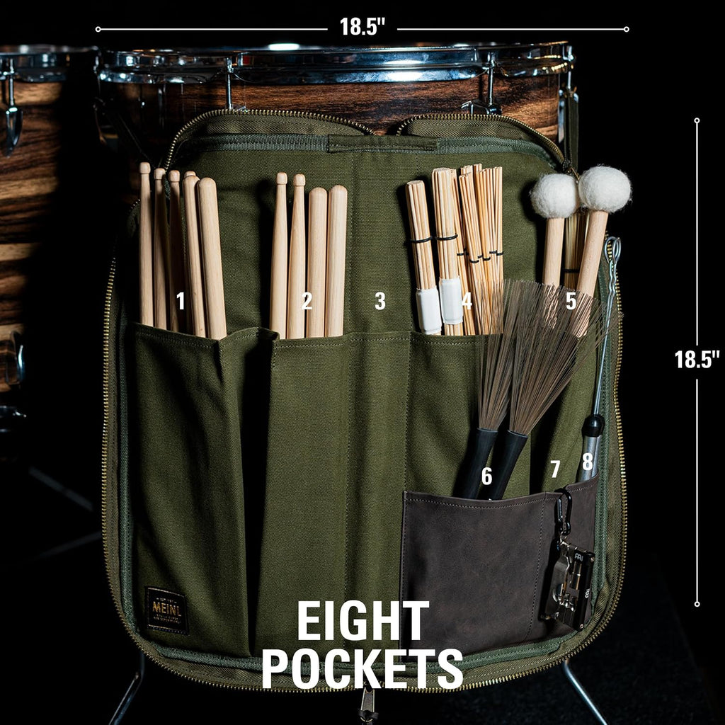 Meinl Percussion Drumstick Bag — Waxed Canvas Collection — For Sticks, Mallets, Brushes and Rods, Heavy-Duty Fabric with Shoulder Strap Plus Floor Tom Hooks, 2-YEAR WARRANTY