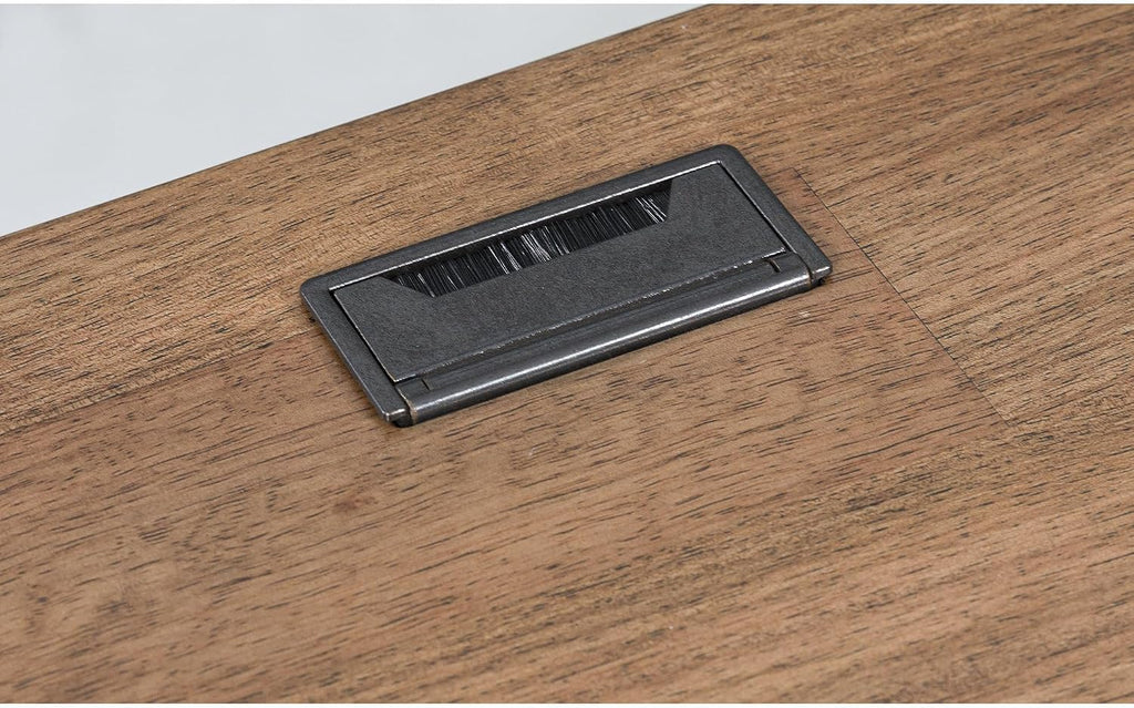 Signature Design by Ashley Wildenauer Farmhouse 1-Drawer 60' Home Office Desk with Keyboard Tray, Cord Management and Trestle Base, Dark Brown & Black