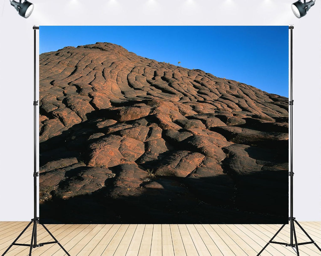 Trykid 20x10ft Red Layered Rock Backdrop Wavy Sedimentary Patterns Clear Blue Sky Arid Badlands Photography Background Wedding Birthday Party Decoration Photo Booth Prop Fabric