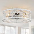 20' Caged Ceiling Fan with Light, Fandelier Ceiling Fan with Light, Low Profile Flush Mount for Bedroom, Living Room