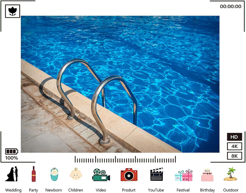 Trykid 20x10ft Swimming Pool Ladder Backdrop Clear Blue Water Stainless Steel Rails Beige Tiles Photography Background Summer Pool Party Birthday Decoration Photo Booth Prop Fabric