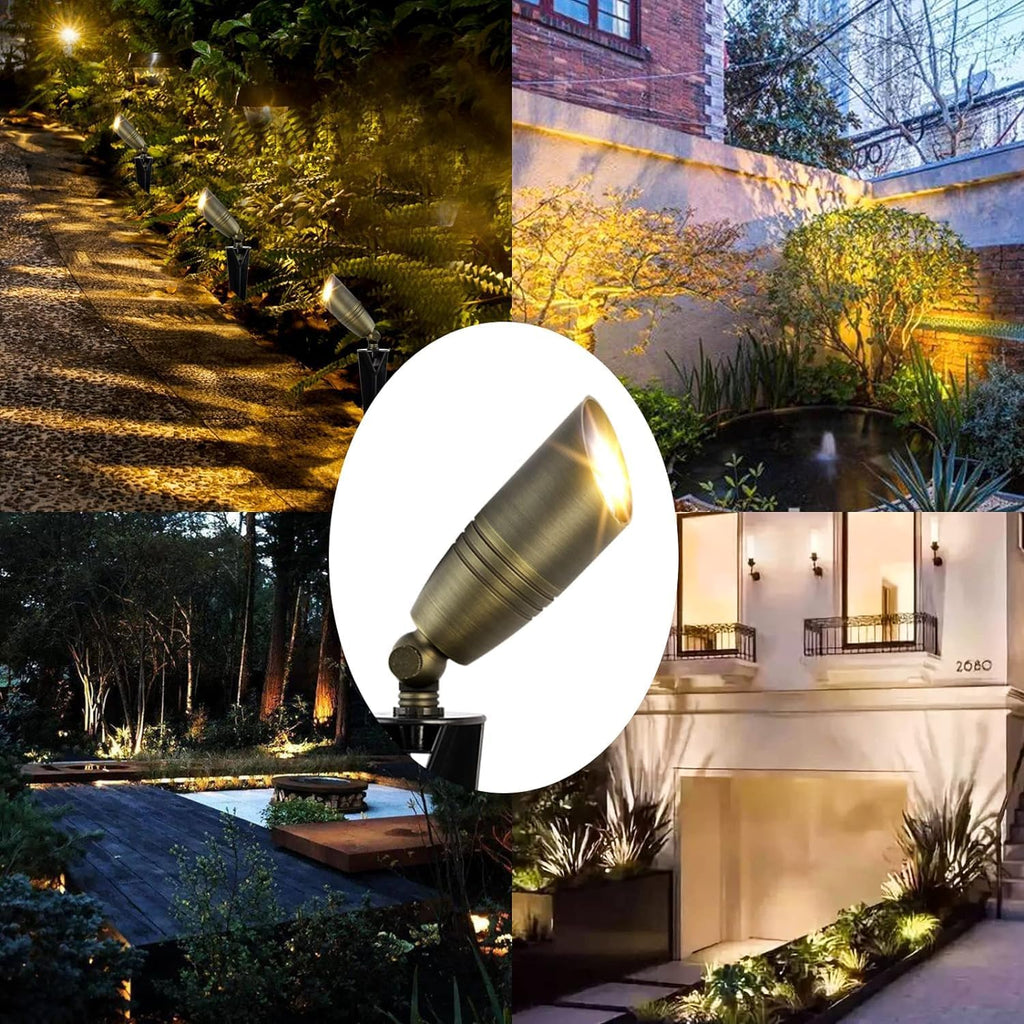 Solid Brass Landscape Spotlight Heavy Duty Bronze LED Spot Lights Waterproof Outdoor Uplighting 12V Low Voltage (6)