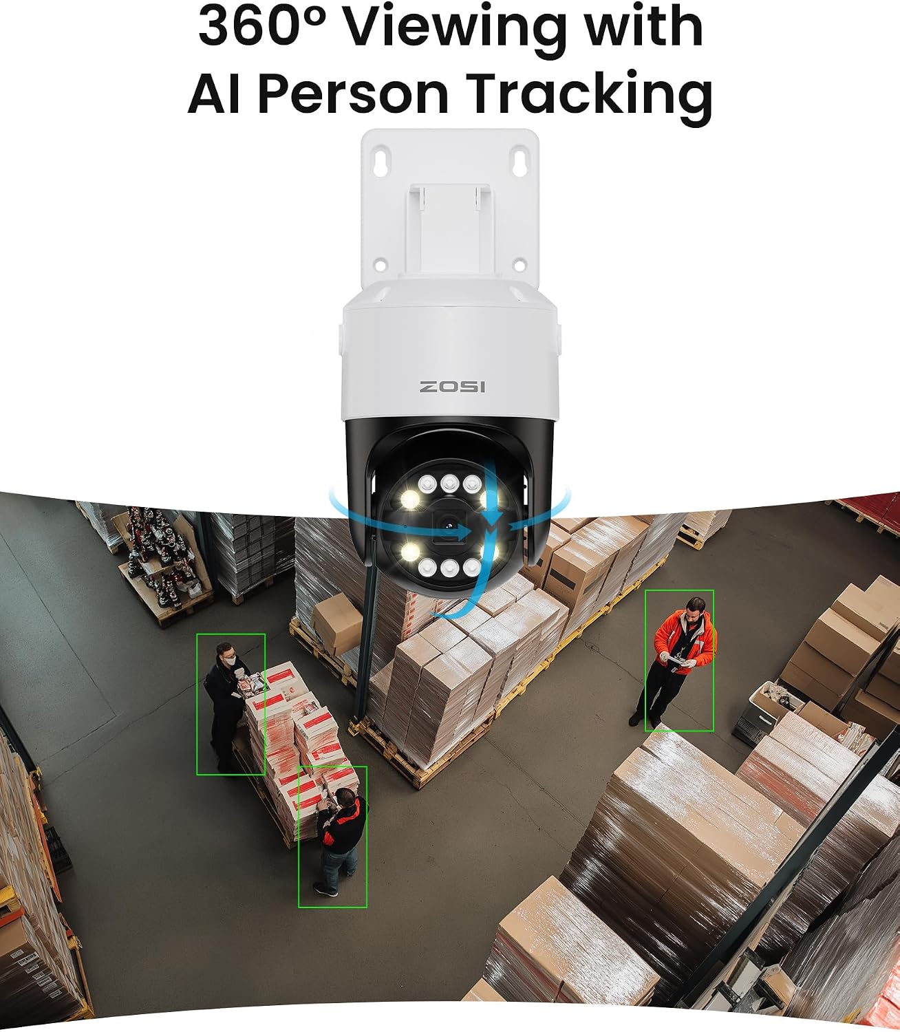 ZOSI 4K 32 Channel PT PoE Security Camera System, Auto Human Tracking, Person Vehicle Detection, 2 Way Audio, 20pcs 8MP Pan/Tilt Spotlight Outdoor Cameras, 32CH 4K NVR with 8TB HDD for 24/7 Recording