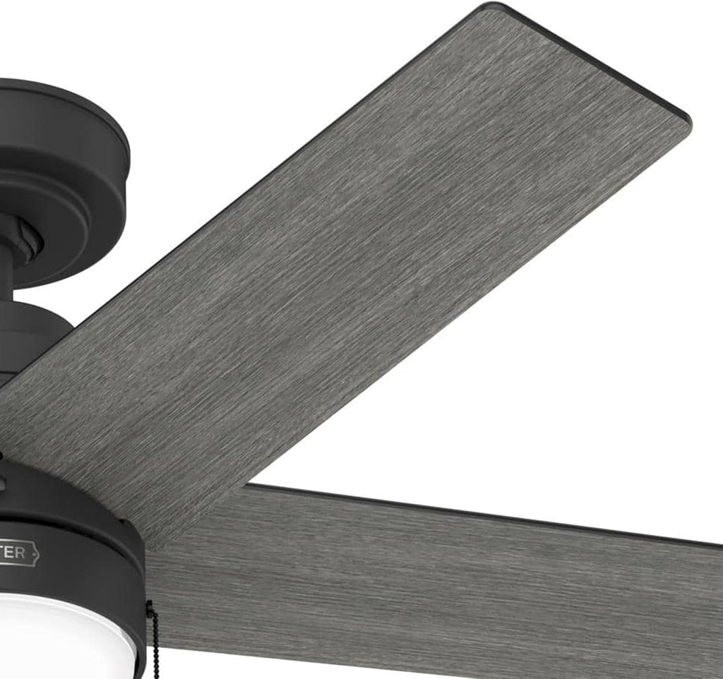 Hunter Fan 44 inch Matte Black Indoor Ceiling Fan with Light and Pull Chain for Bedroom, Living Room, Office, Basement, Kitchen, CC5C26C30 (Renewed)