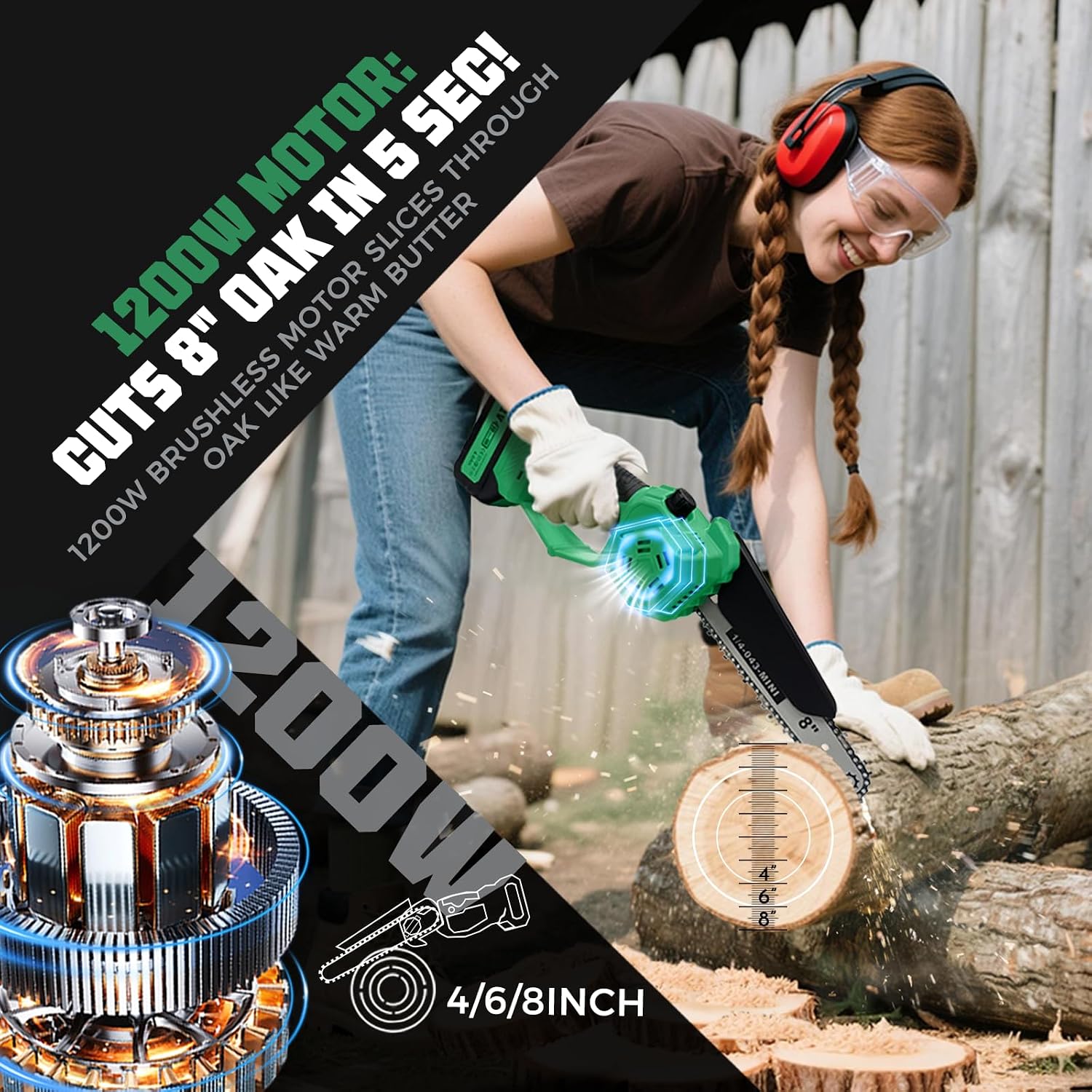 2-in-1 Electric Pole Saw for Tree Trimming, Cordless Polesaw & 8'' Mini Chainsaw with Extension Pole, Handheld Chain Saw with Rechargeable Batteries as Gifts for Wood Ranger,Senior,Women