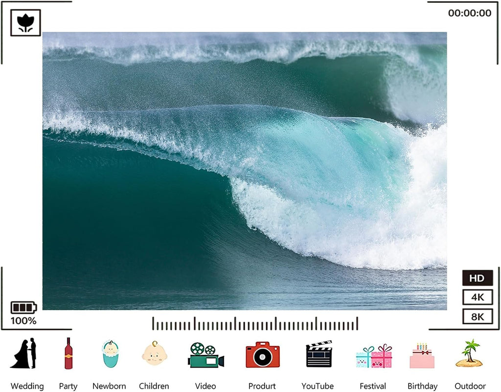 Trykid 20x10ft Green Wave Sea Foam Backdrop Clear Ocean Scenery Smooth Surf Nature Landscape Photography Background Beach Theme Gathering Party Decoration Photo Booth Prop Fabric