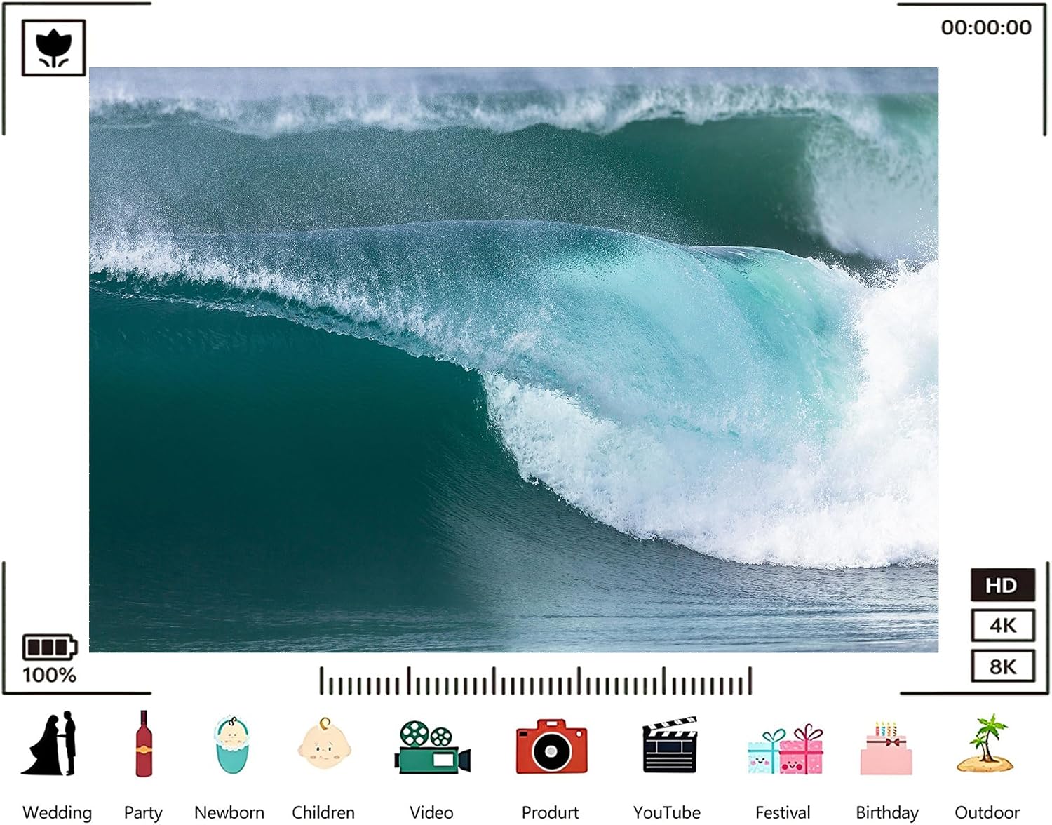 Trykid 20x10ft Green Wave Sea Foam Backdrop Clear Ocean Scenery Smooth Surf Nature Landscape Photography Background Beach Theme Gathering Party Decoration Photo Booth Prop Fabric