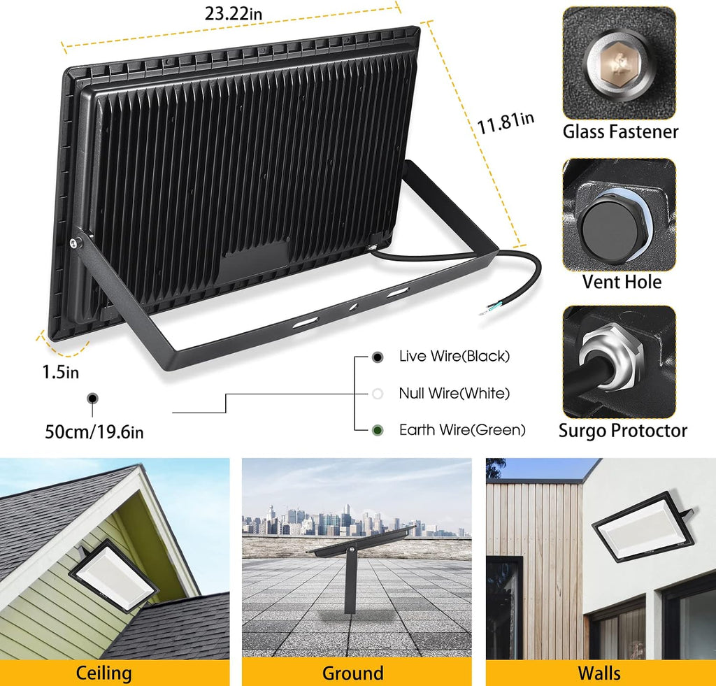 600W 2pack LED Stadium Flood Lights ,(3050W Equivalent)67500LM Super Bright LED Arena Outdoor Lights,100-277V IP66 Waterproof 5000K Daylight White Commercial Lighting for Sports Fields and Counts