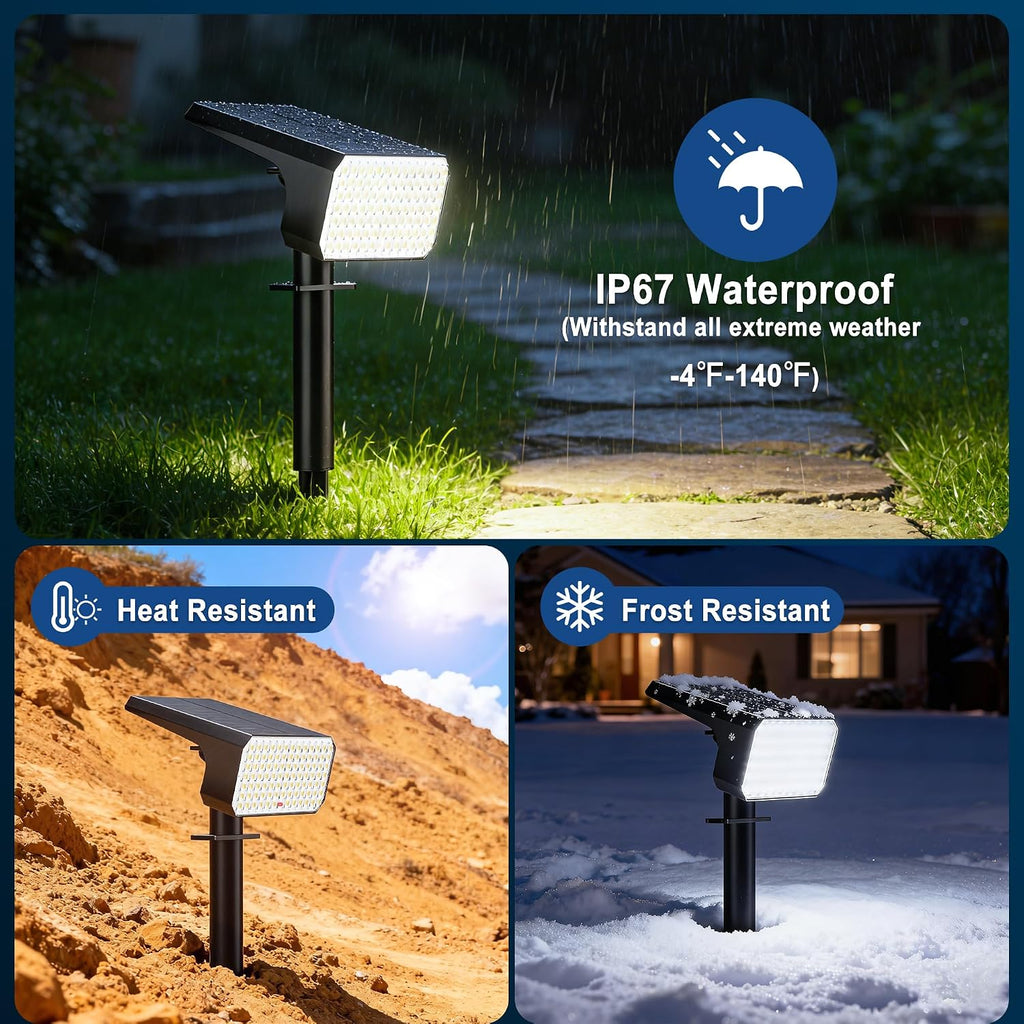 LANSOW Solar Spot Lights Outdoor 90LED 12 Pack Cool White& Solar Lights Outdoor Waterproof 8 Pack Warm White