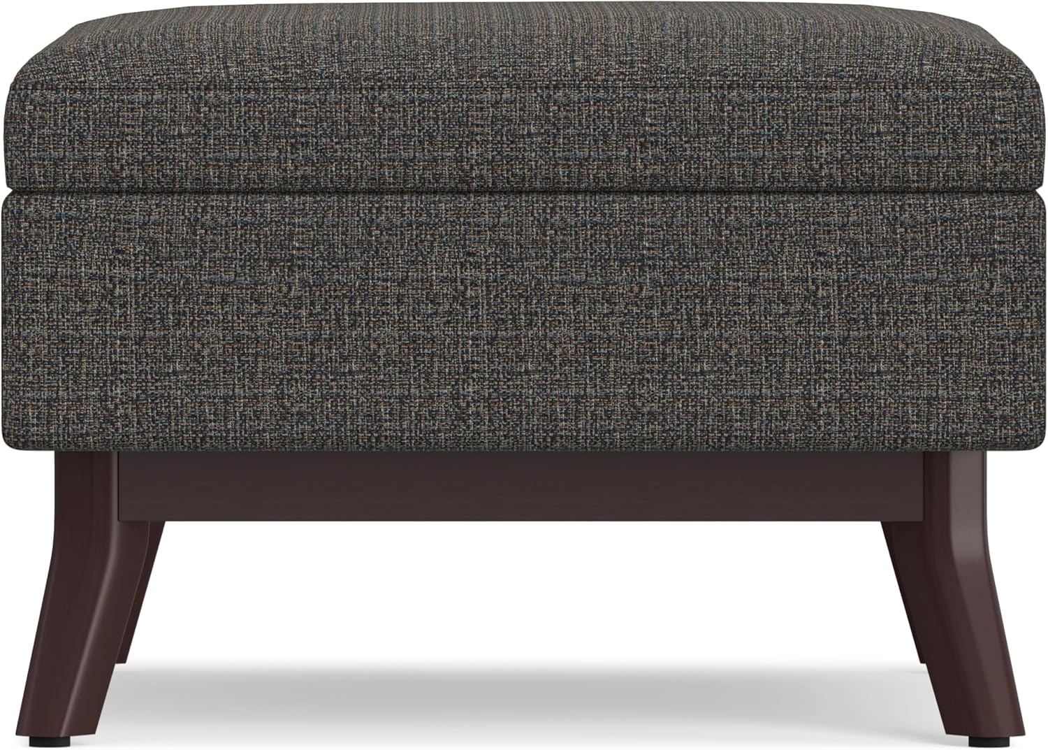 SIMPLIHOME Owen Coffee Table Storage Ottoman - 34' Wide x 19' High Upholstered Tweed Look Fabric Rectangular Lift-Top Ottoman in Ebony, Mid-Century Modern Bench for Living Room with Tapered Legs