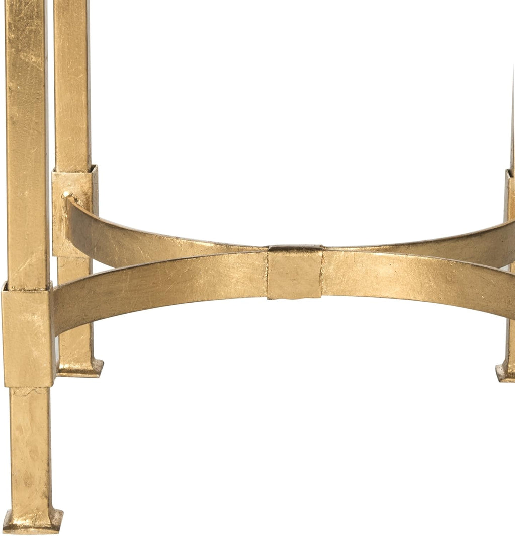 SAFAVIEH Home Collection Halyn Gold Leaf Mirror Top End Table
