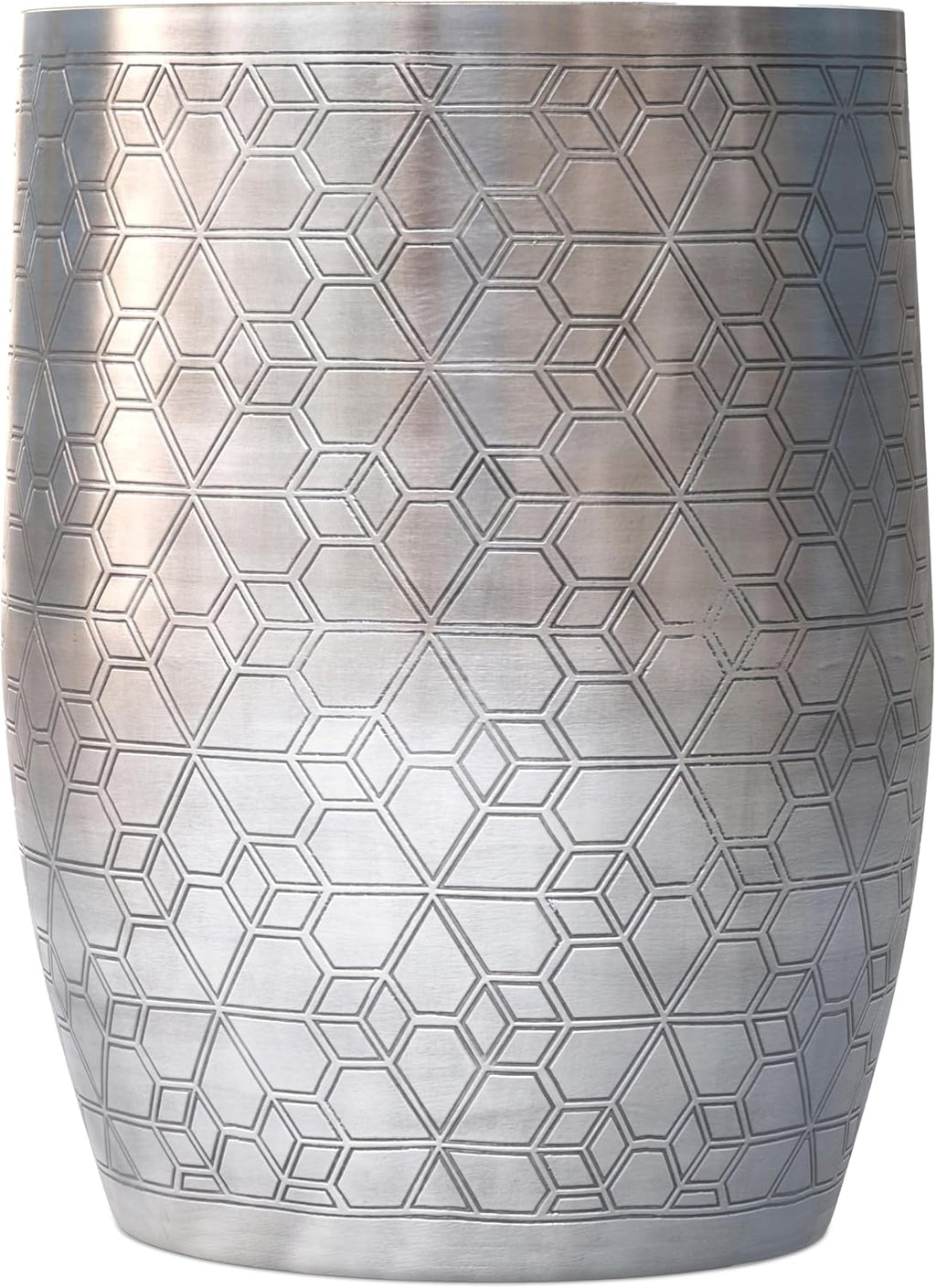 SIMPLIHOME Johnsen Metal Table - 15 inch Wide Solid Iron Round Accent Table in Antique Silver, Boho Side or End Table for Living Room or Bedroom with Etched Geometric Pattern, Assembled