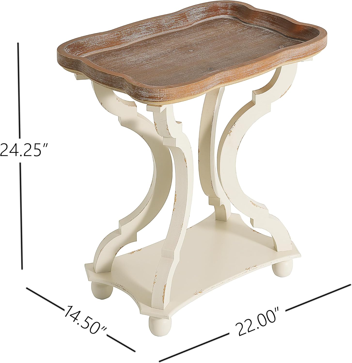Christopher Knight Home Esther French Country Accent Table with Rectangular Top, Natural + Distressed White