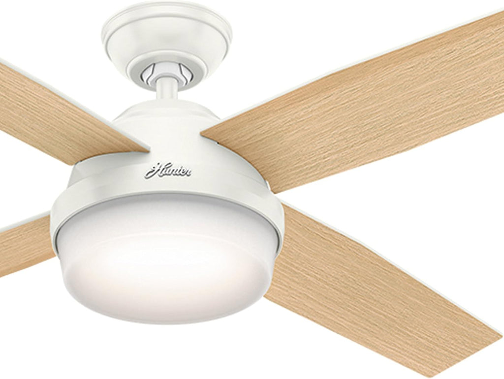 Hunter Fan 52in Fresh White Contemporary Ceiling Fan with LED Light Kit and Remote Control (Renewed)