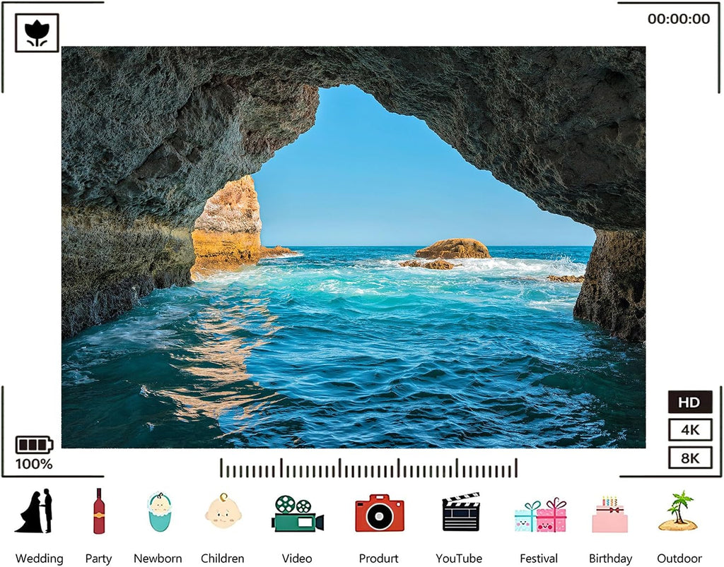 Trykid 20x10ft Sea Cave Turquoise Backdrop Rocky Arch Clear Sky Ocean Waves Photography Background Coastal Adventure Tapestry Party Decoration Photo Studio Prop Fabric