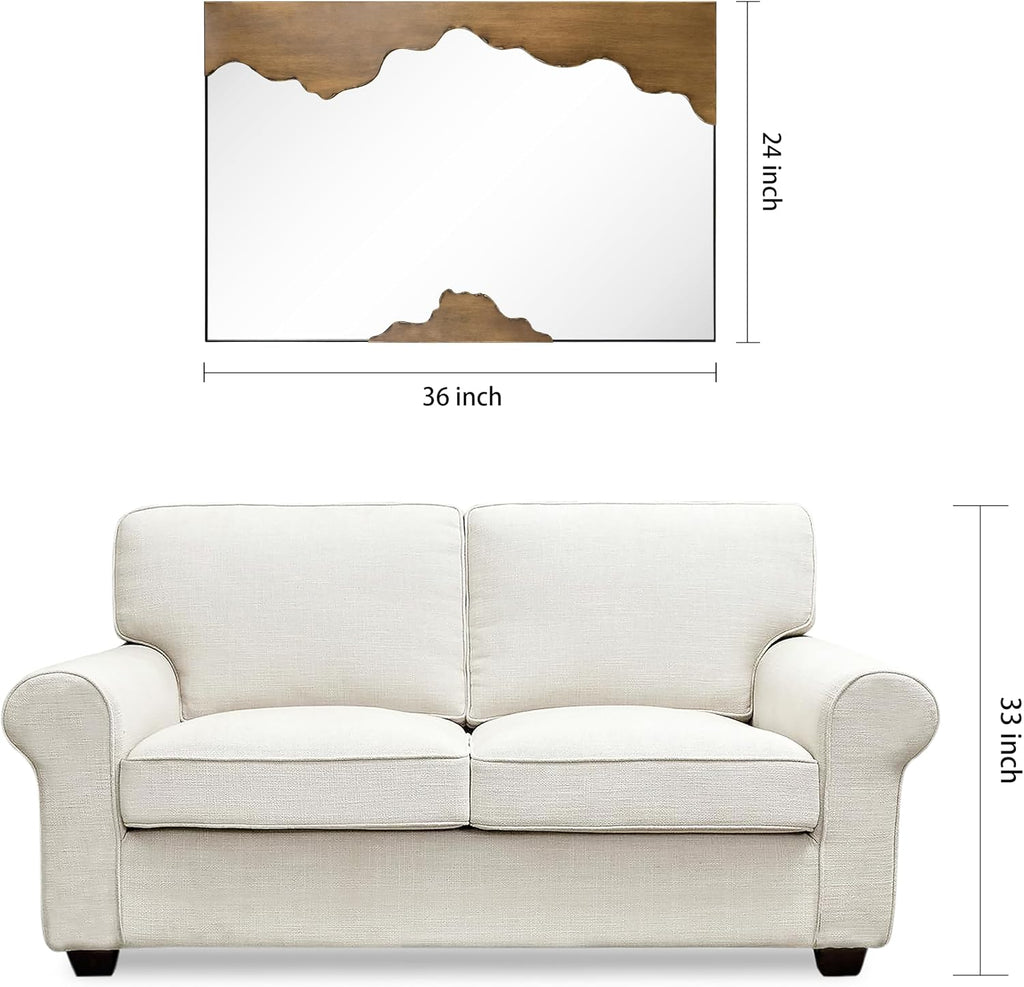 Empire Art Direct Antique Gold Edge Tear Rectangular Wall Mirror Featuring a Brushed Antique Iron Frame with Unique Edge Tear Design Accent, Ready to Hang, Living Room, Bedroom & Office